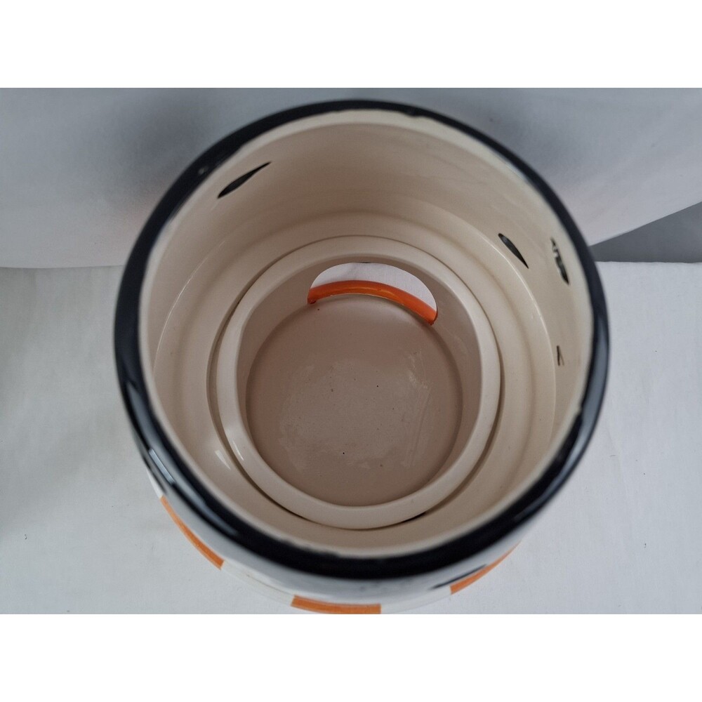 Ceramic Jack O Lantern Pumpkin Candle Holder With Shade Decor Halloween Luminary - Picture 4 of 11